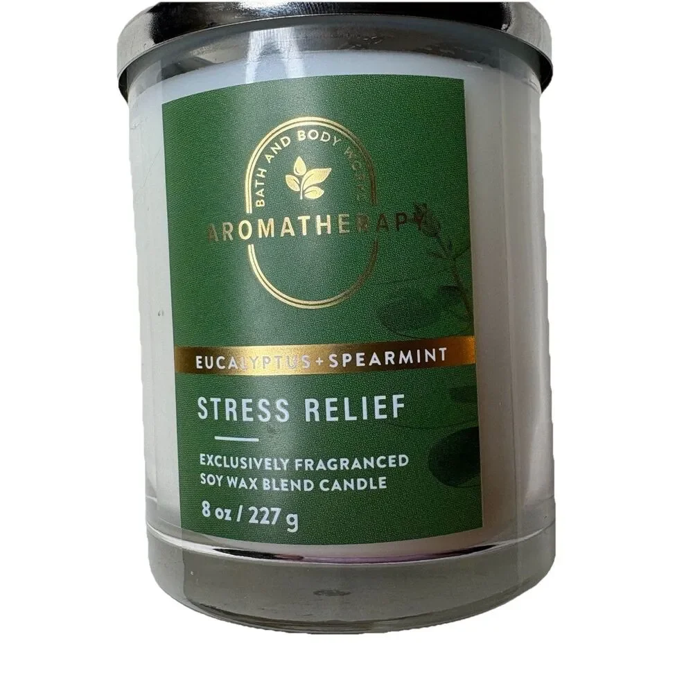 Bath & Body Works Aromatherapy Eucalyptus Spearmint Stress Relief 8 oz Candle Ne